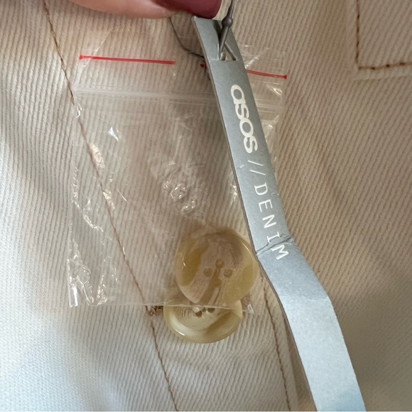 ASOS Cream Button Front Belted Denim Trench Coat US Size 10 NWT - Picture 4 of 13